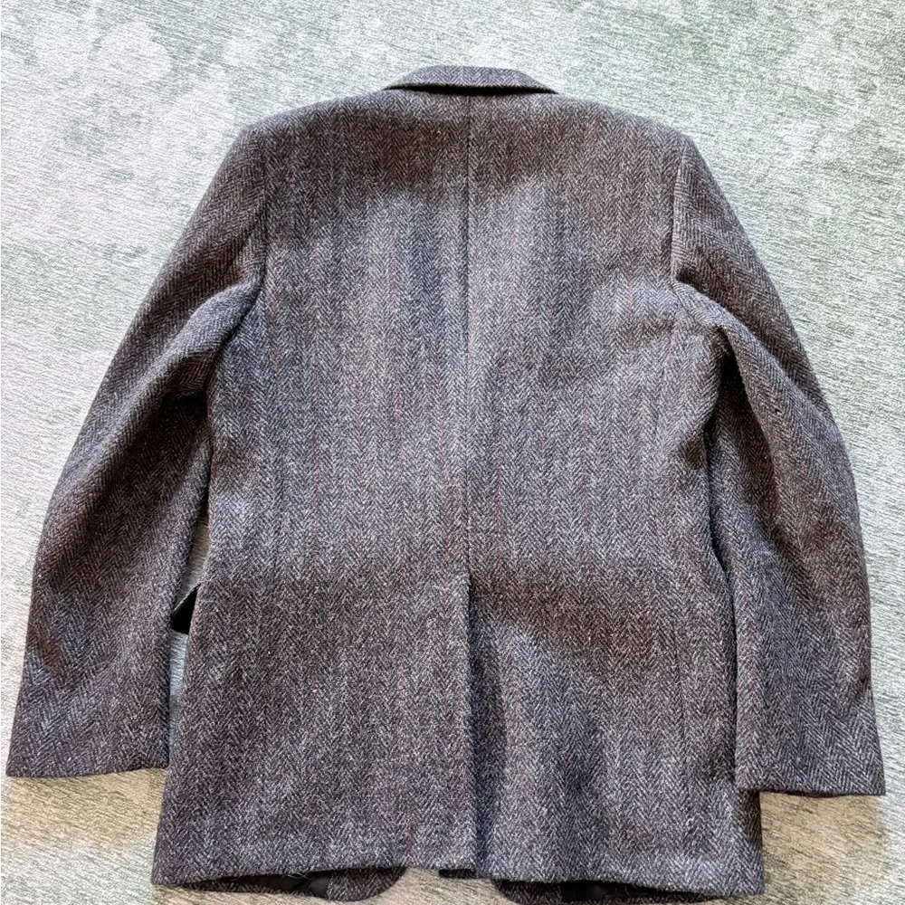 Elegant charcoal and brown with burgundy pinstripe Men's Blazer - Picture 6 of 15